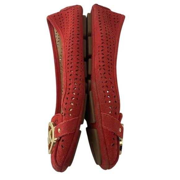 Michael Kors Womens Ballet Flats Size 6 Suede Leather Perforated MK Logo - Picture 4 of 9